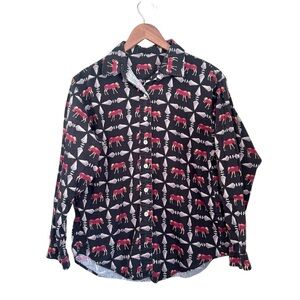 Barnfly Vintage Men’s Moose Novelty Print Button Front Shirt Black Size Small